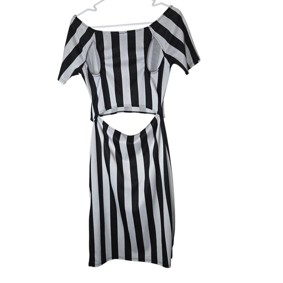 Striped Black and White Midi Dress Halloween Costume - Picture 2 of 7
